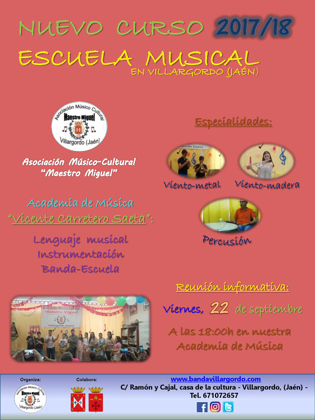 Nuevo curso 2017/2018 Escuela musical 