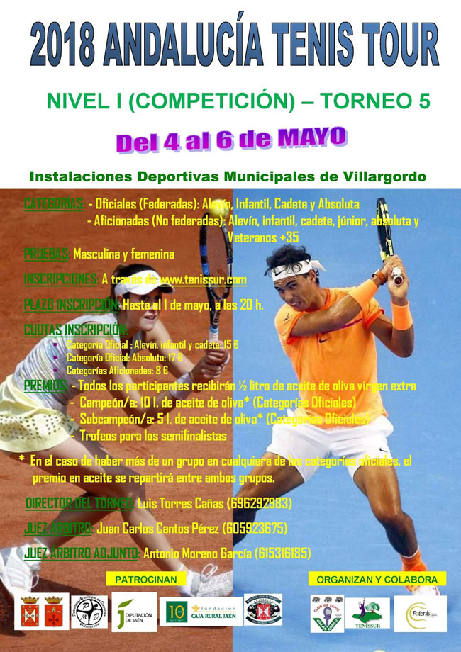 Abierta la inscripción al Campeonato 2018 Andalucía Tenis Tour