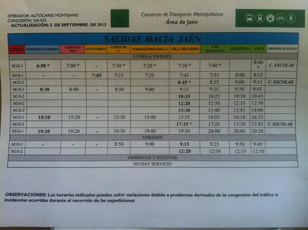 Horario de autobuses