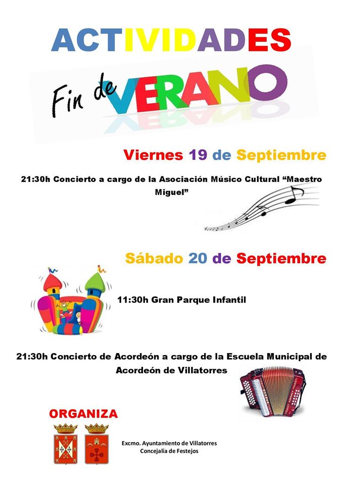 actividades fin de verano 19 y 20 de septiembre
