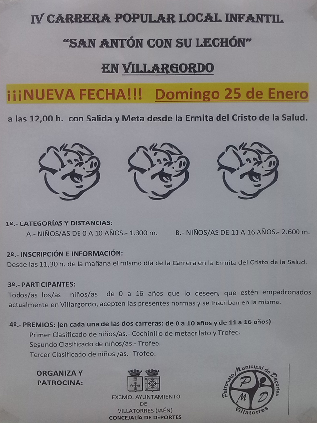 nueva fecha carrera infantil san anton con su lechon
