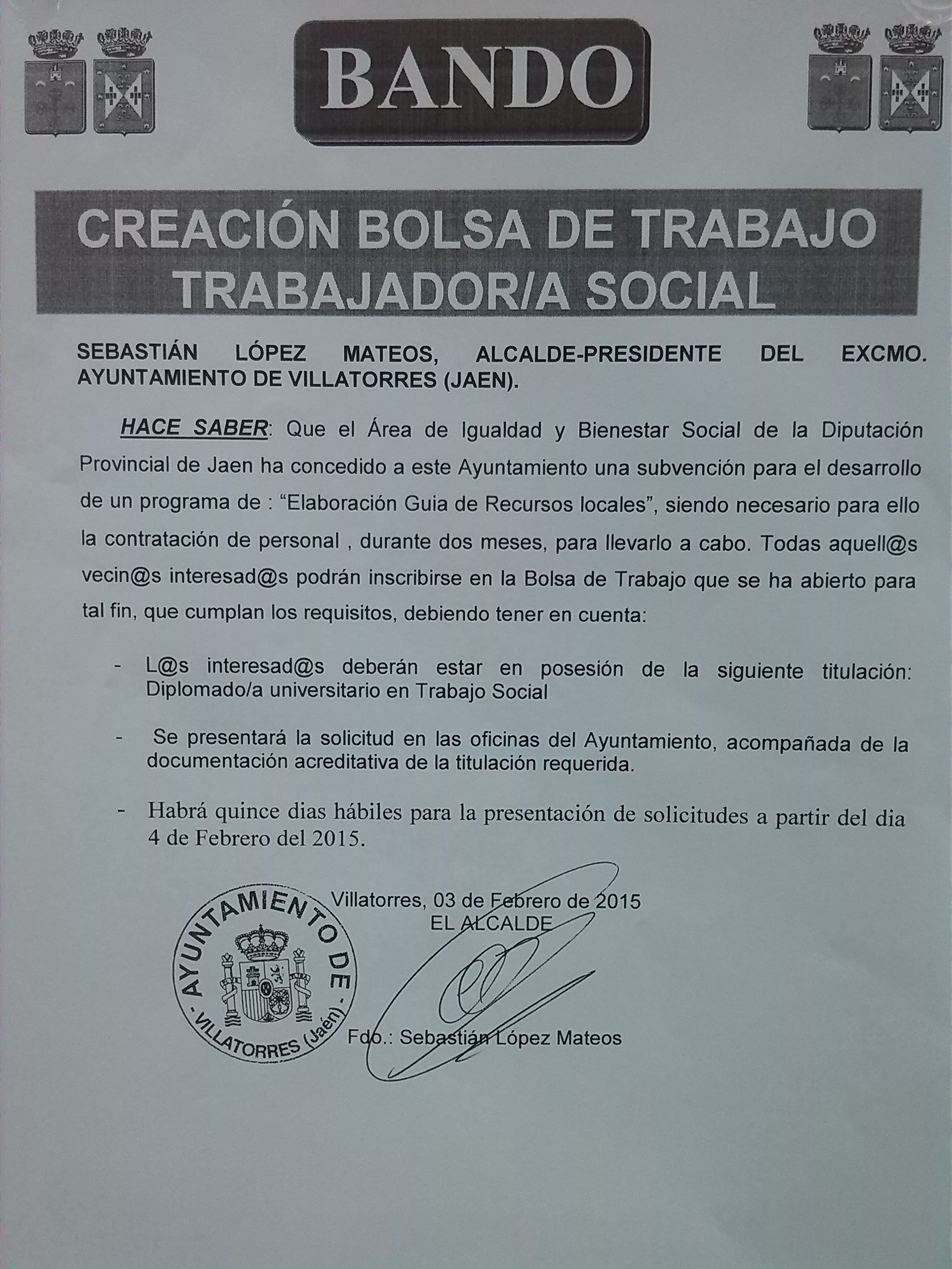 bolsa de trabajo trabajador social