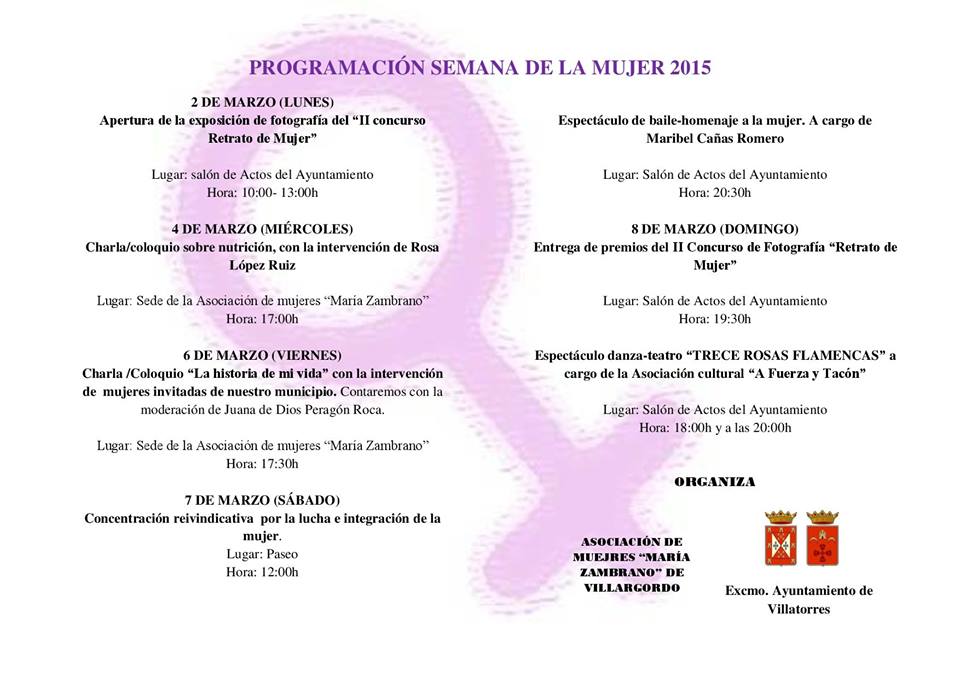 programacion semana de la mujer 2015