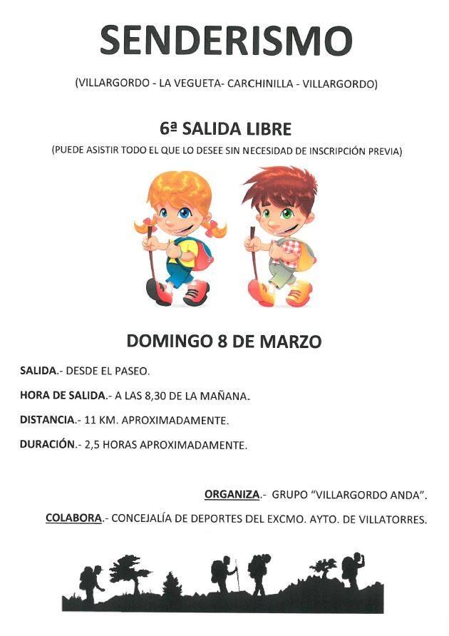 El Grupo "Villargordo Anda" organiza salida de Senderismo el 8 de Marzo