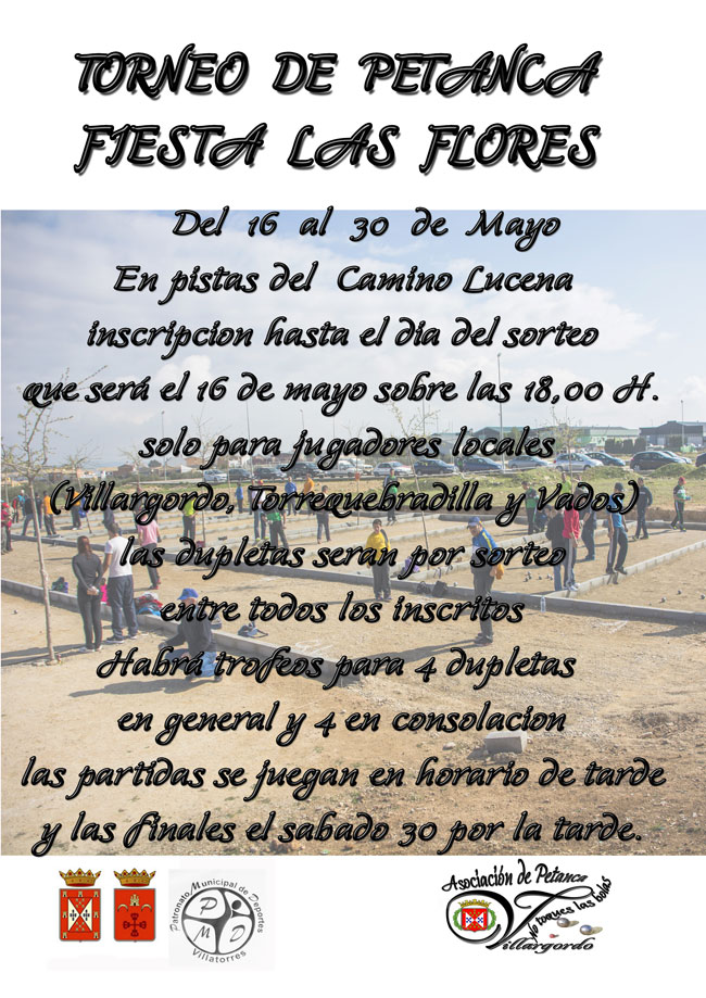 Torneo de Petanca Fiesta Las Flores del 16 al 30 de Mayo