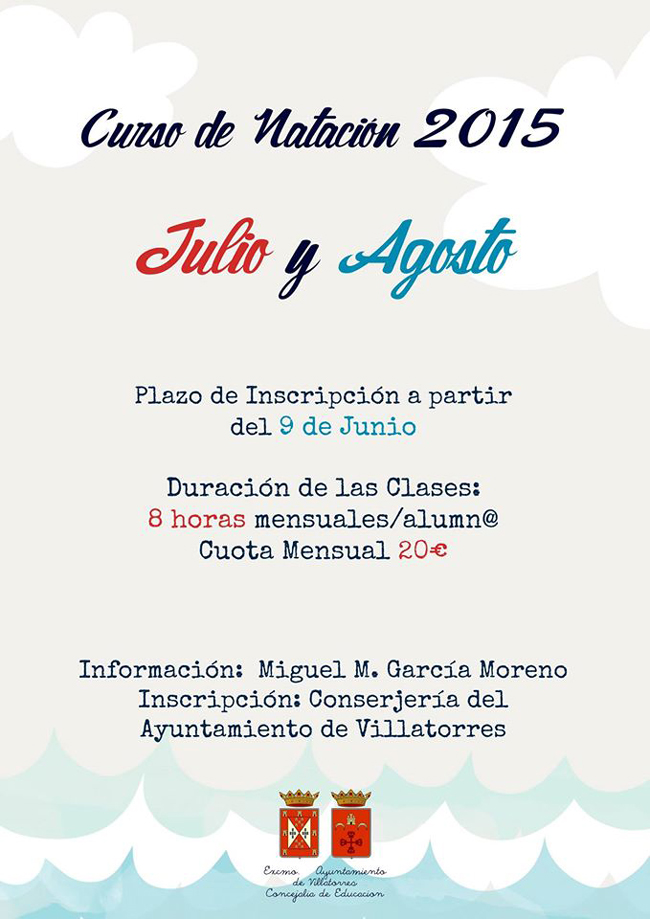 Curso de Natación 2015 organizado por la Concejalía de Educación