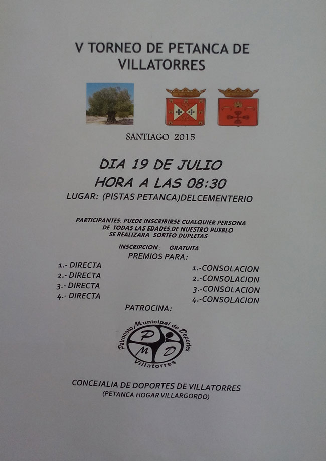 V Torneo de petanca de Villatorres Santiago 2015
