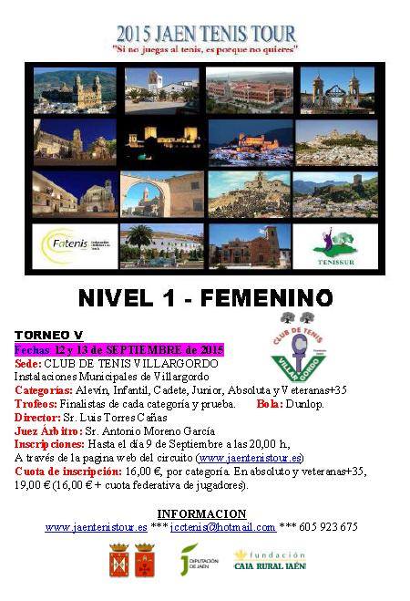 Torneo 2015 Jaén Tenis Tour Nivel 1 Femenino