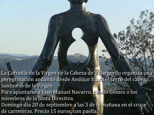 Peregrinación andando desde Andújar al Santuario de la Virgen de la Cabeza el 20 de Septiembre