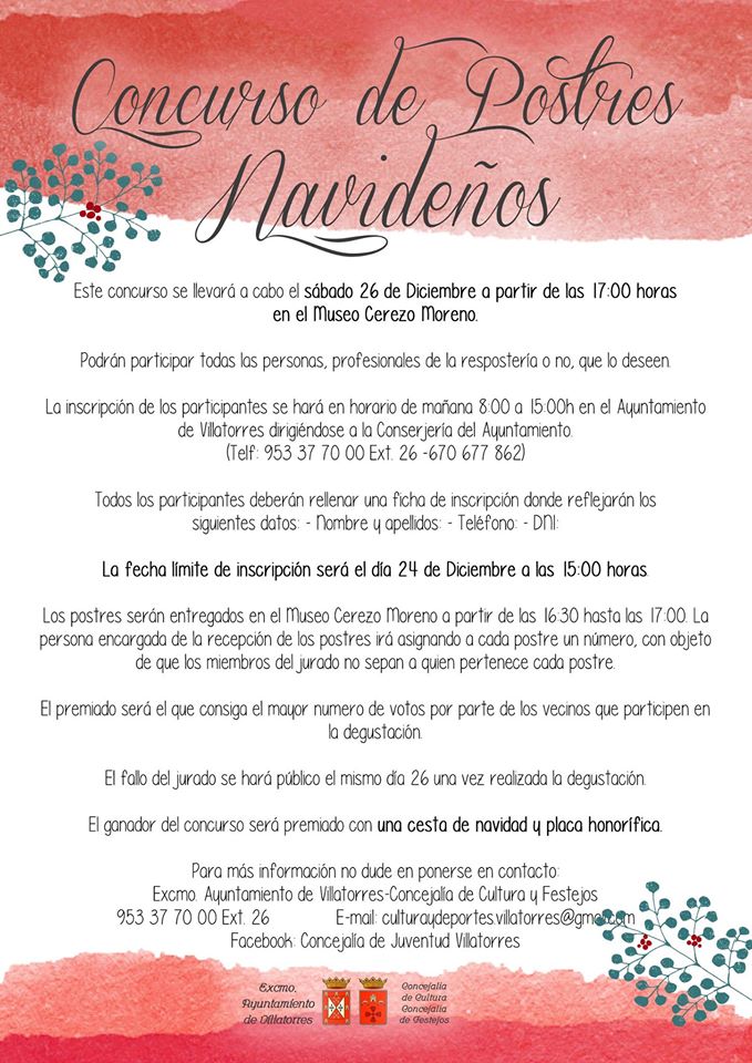 Últimos días de inscripción al Concurso de Postres Navideños