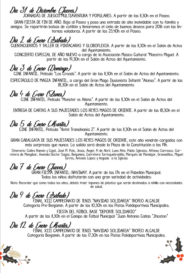 Programación Navidad 2015