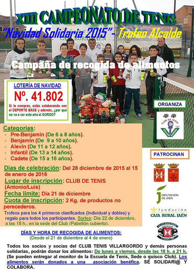 XIII Campeonato de Tenis Navidad Solidaria 2015 - Trofeo Alcalde
