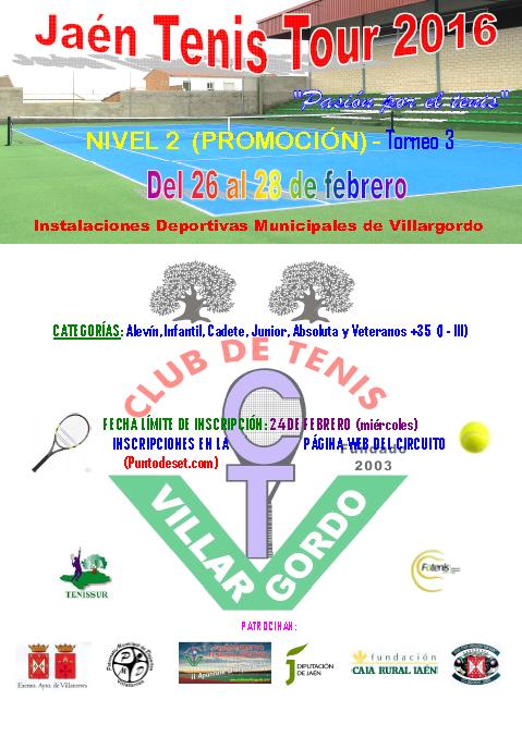 Abierto el Plazo de Inscripción a Jaén Tenis Tours 2016 Nivel 2 - Torneo 3