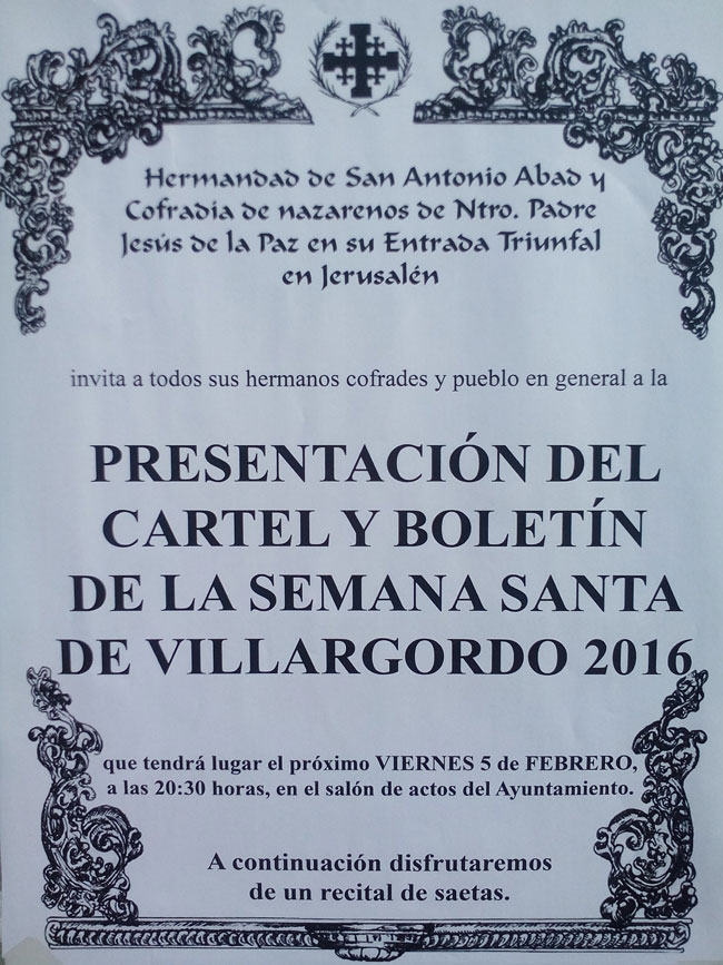 Presentación del Cartel y Boletín de Semana Santa 2016