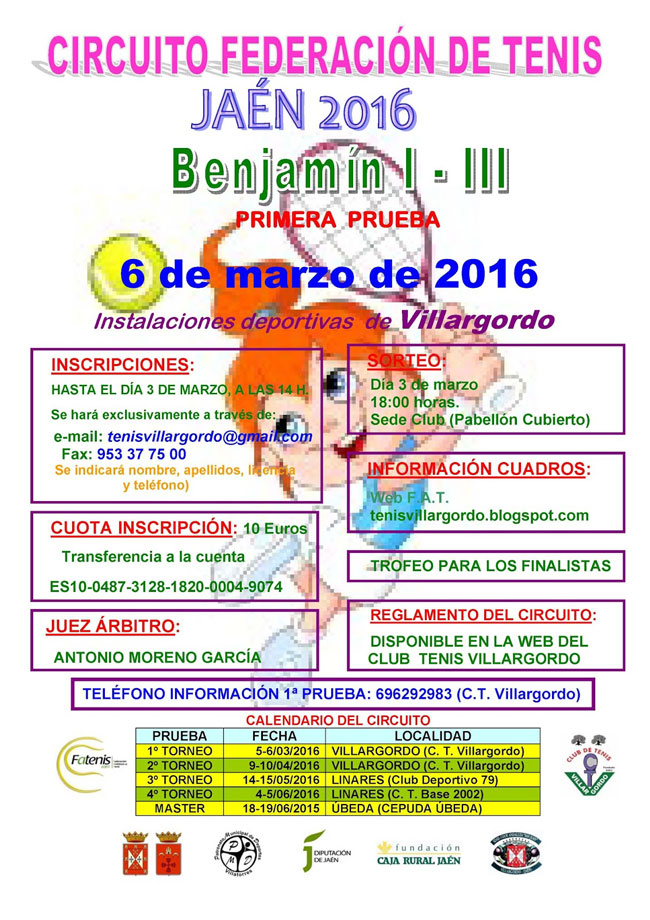 Circuito Federación de Tenis Benjamín I - III