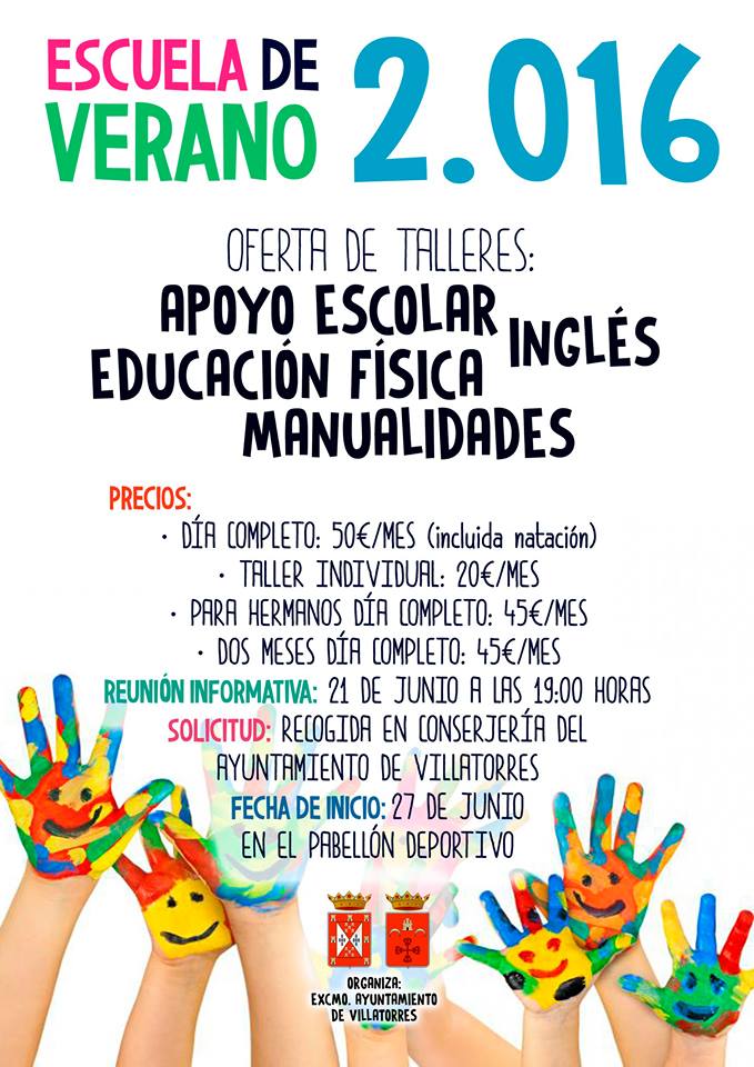 Escuelas de Verano organizadas por el Ayuntamiento de Villatorres