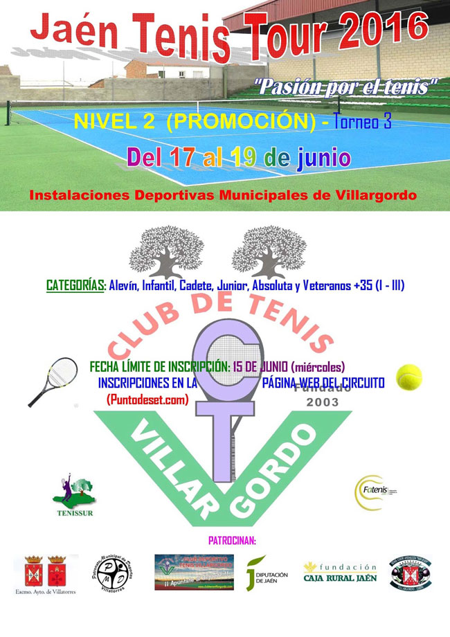 Abierto el plazo de inscripción al Jaén Tenis Tour 2016 Nivel 2 