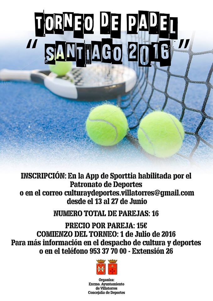 Abierto el plazo de inscripción al Torneo de Padel Santiago 2016