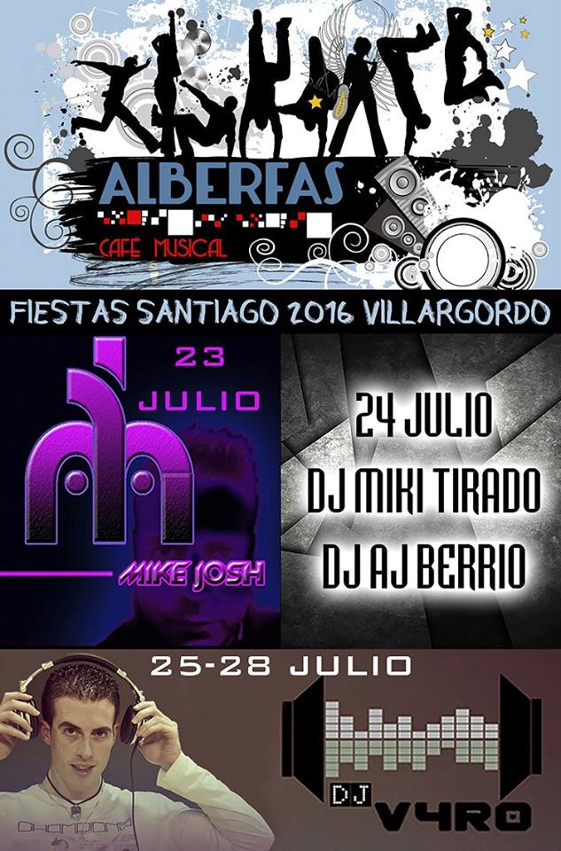 Mike Josh, Dj's Miki Tirado, AJ Berrio y V4RO en Alberfas Café Musical