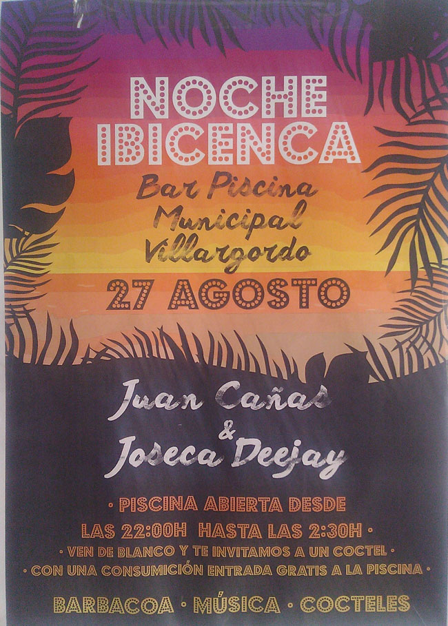 Noche Ibicenca en Bar la Piscina el próximo 27 de agosto