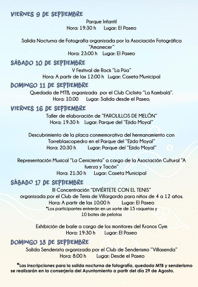 Programación Fin de Verano Villargordo 2016