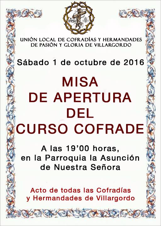Misa de Apertura del Curso Cofrade