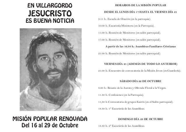Horarios Misión Popular Renovada (1ª semana)