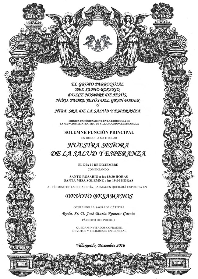 Solemne función principal en honor a Ntra. Sra. de la Salud y Esperanza