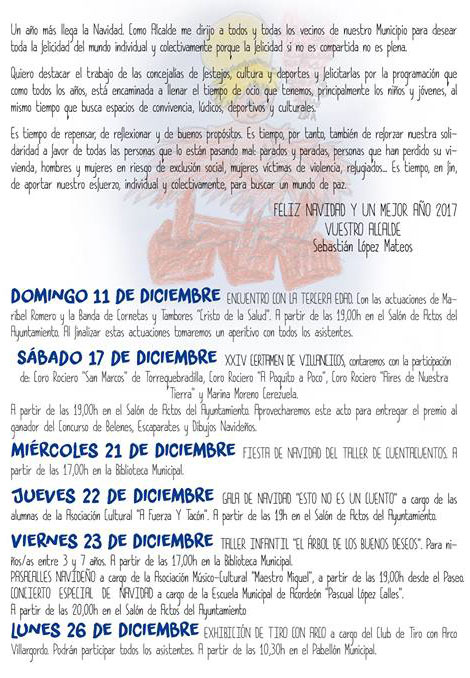 Programación Navidad 2016-2017 en Villargordo