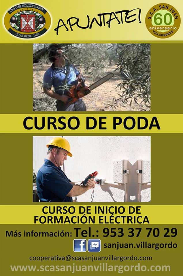 Abierto el plazo de inscripción a los cursos de poda y de inicio de formación eléctrica organizados por la Cooperativa San Juan