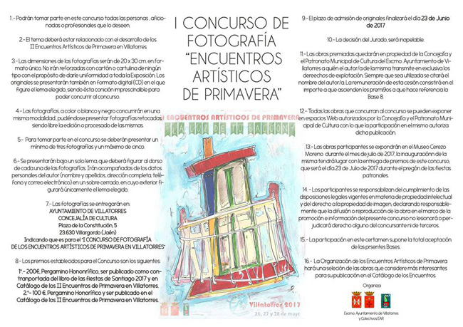 Programa de actividades II Encuentros Artísticos de Primavera
