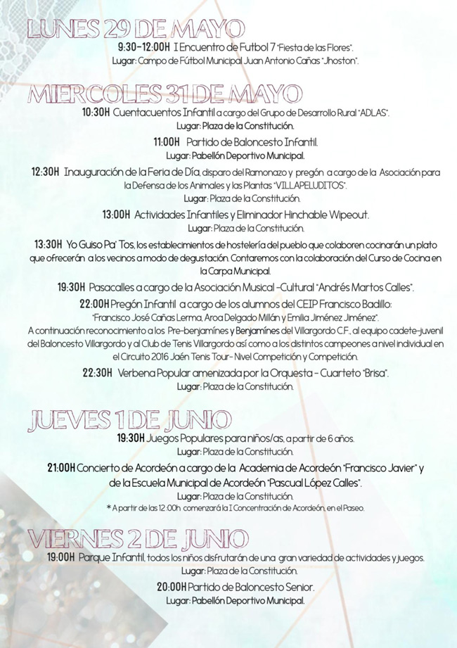 Programa Fiesta de las Flores 2017