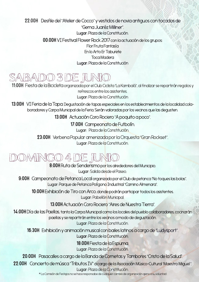 Programa Fiesta de las Flores 2017