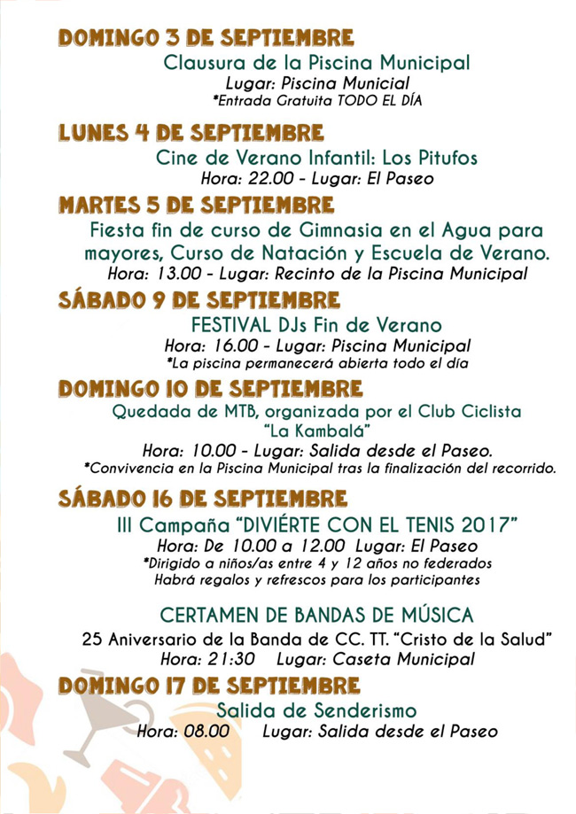 Programa Actividades Fin de Verano 2017