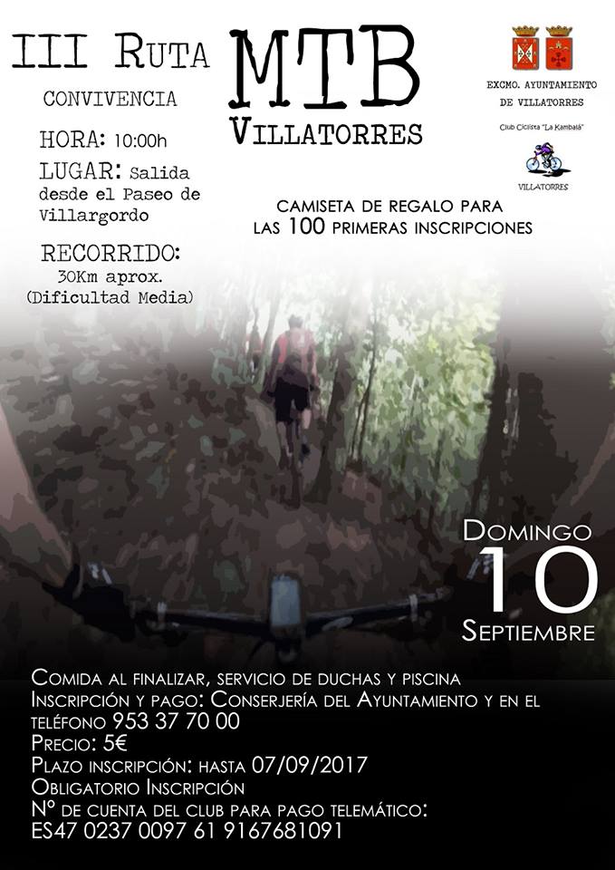 Abierto el plazo de inscripción a la III Ruta MTB Villatorres