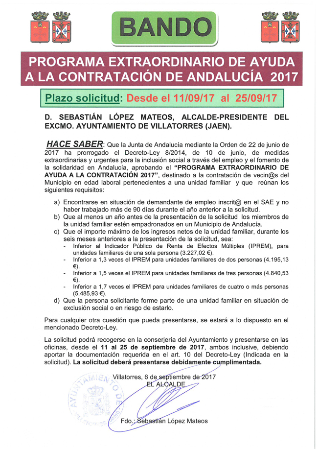 Abierto el plazo de solicitud para el Programa de Ayuda a la Contratación Andalucía