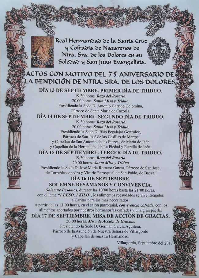 Actos 75 aniversario de la bendición de Ntra. Sra. de los Dolores