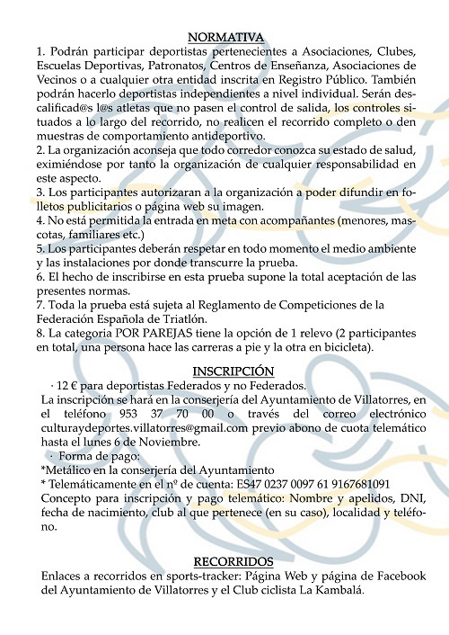 Villatorres presenta el I Duatlon Cros Villatorres