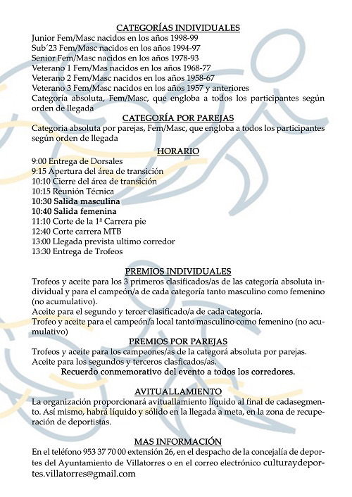 Villatorres presenta el I Duatlon Cros Villatorres