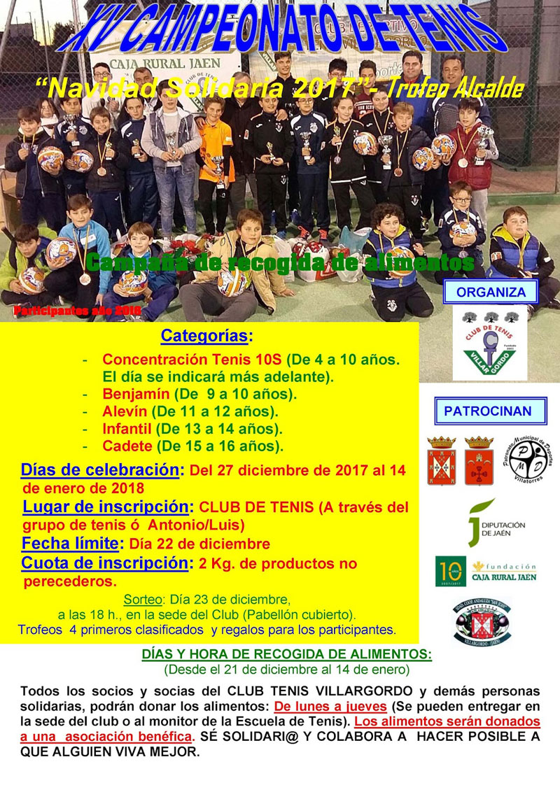 XV Torneo de Tenis 'Navidad Solidaria 2017' - Trofeo alcalde