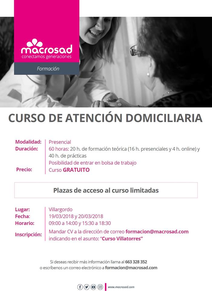 Curso de Atención domiciiaria organizado por Macrosad