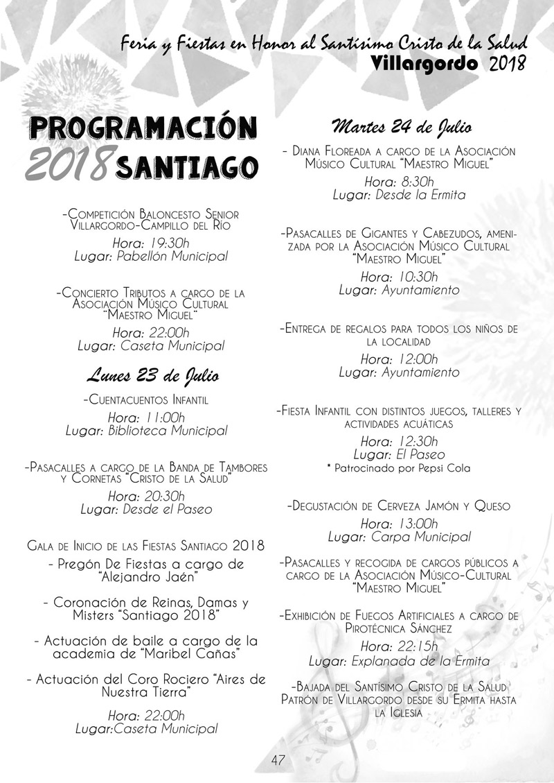Programación Feria y Fiestas Santiago 2018