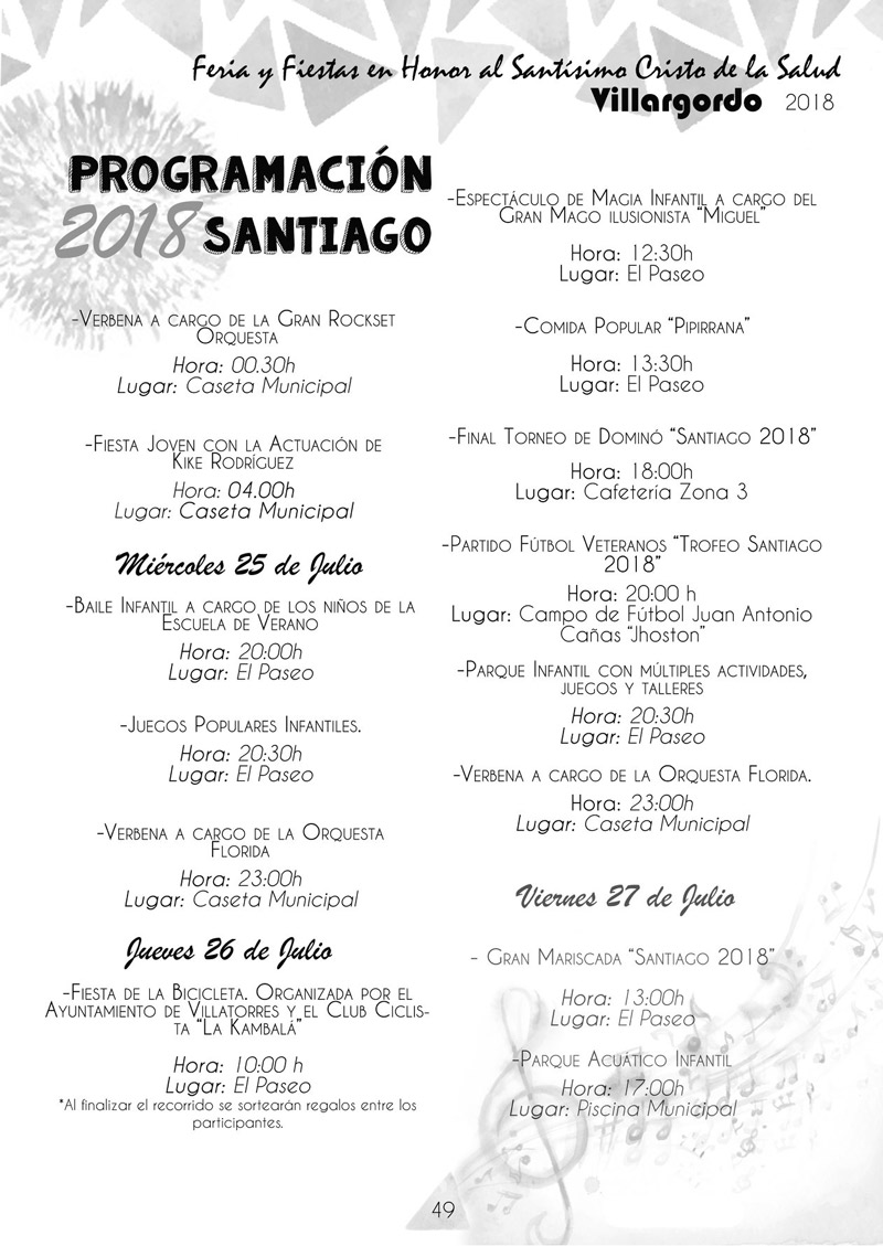 Programación Feria y Fiestas Santiago 2018