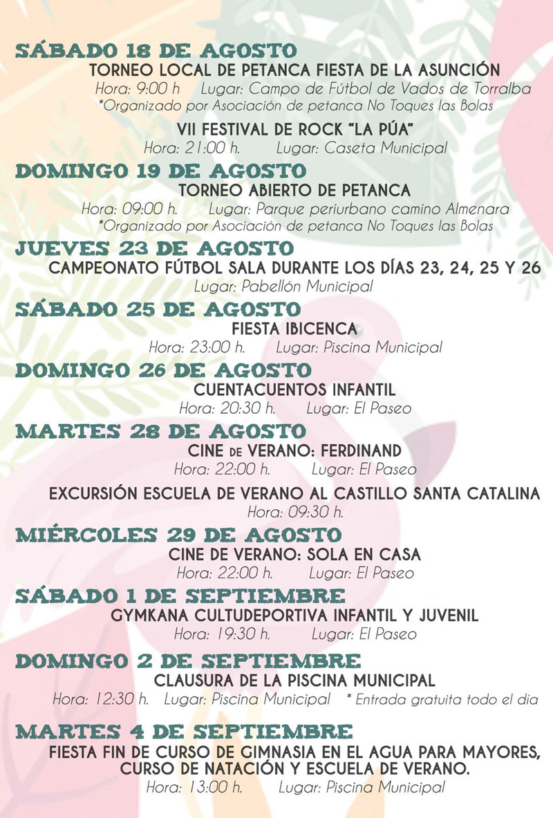 Actividades fin de verano 2018