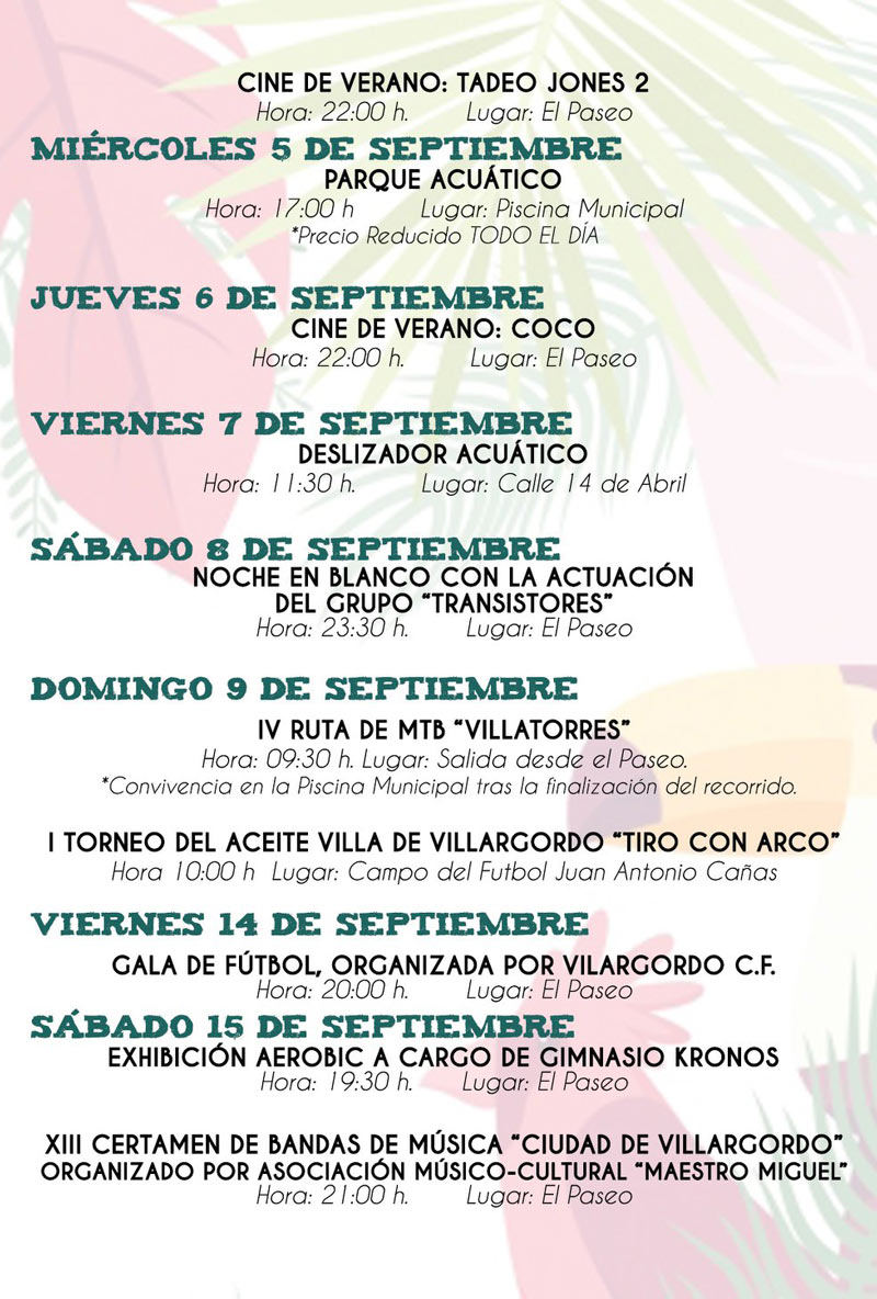 Actividades fin de verano 2018