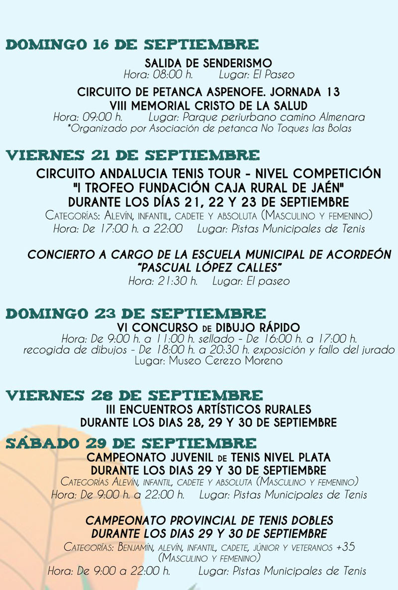 Actividades fin de verano 2018