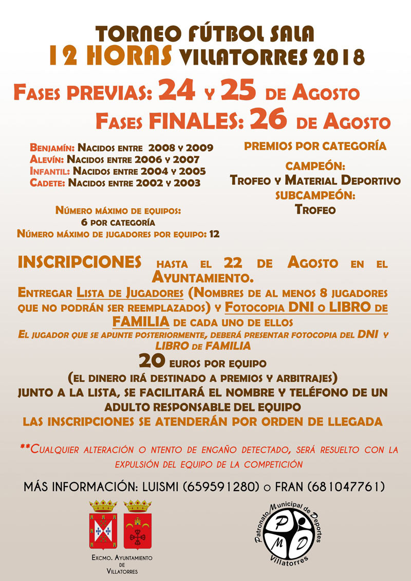Torneo Futbol Sala 12 Horas Villatorres 2018