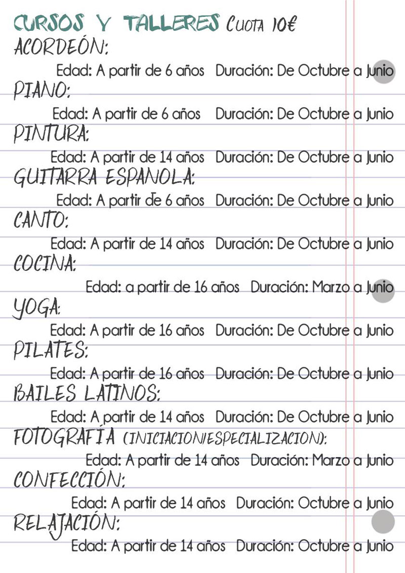 Escuelas, cursos y talleres municipales 2018-2019