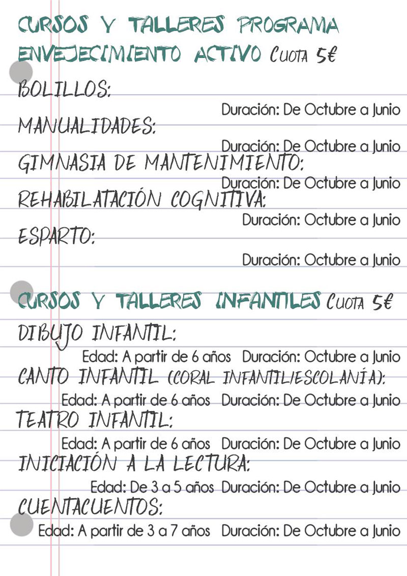 Escuelas, cursos y talleres municipales 2018-2019