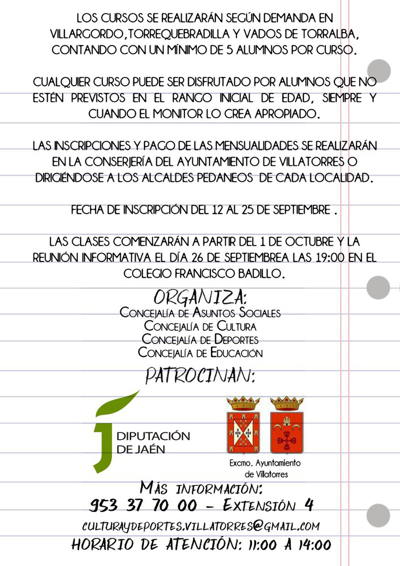 Escuelas, cursos y talleres municipales 2018-2019
